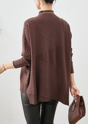 Chocolate Knit Sweater Tops Oversized Batwing Sleeve