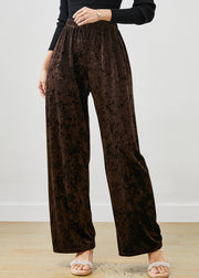 Chocolate Silk Velvet Straight Pants Oversized Spring