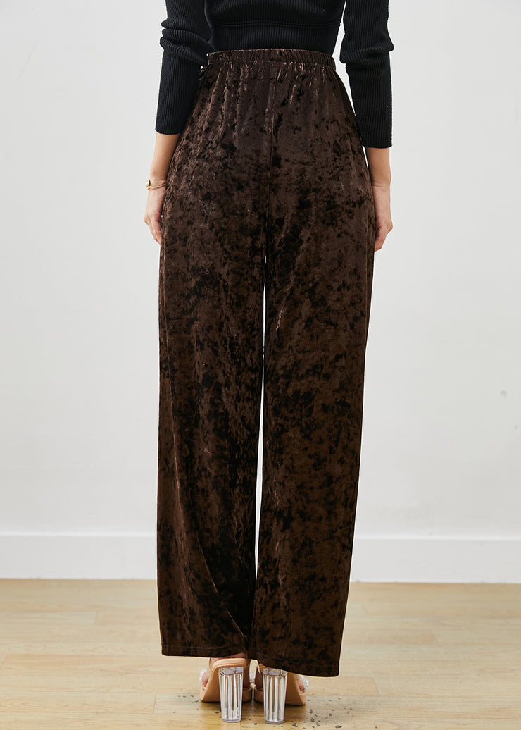 Chocolate Silk Velvet Straight Pants Oversized Spring