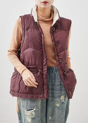 Chocolate Thick Duck Down Vest Tops Drawstring Pockets Winter