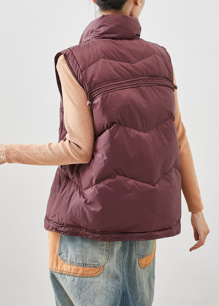 Chocolate Thick Duck Down Vest Tops Drawstring Pockets Winter