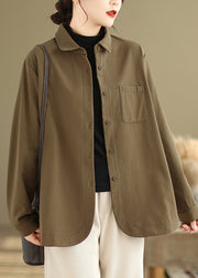 Chocolate Warm Fleece Wool Lined Coat Oversized Pockets Winter
