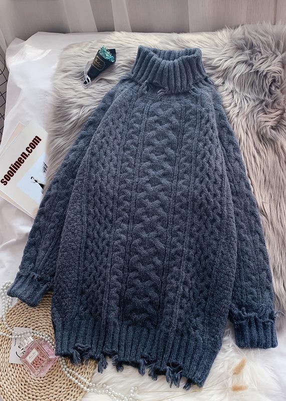 Christmas high neck Sweater thick weather Quotes cable tunic sweater dresses - SooLinen