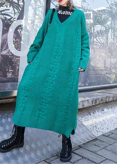 Christmas v neck Sweater fall weather Quotes blue green Art sweater dress - SooLinen