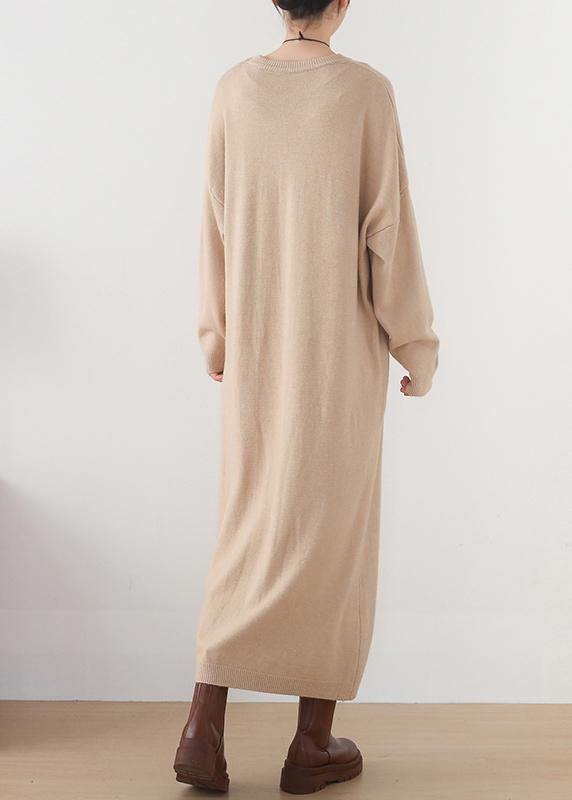 Christmas warm Sweater o neckweather DIY nude oversized knit dresses - SooLinen
