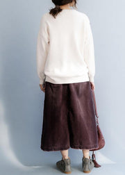 Chunky beige sweater tops o neck plus size clothing animal print knitwear - SooLinen