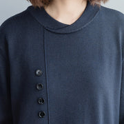 Chunky khaki Sweater Wardrobes Street Style Big O neck pockets knit dress