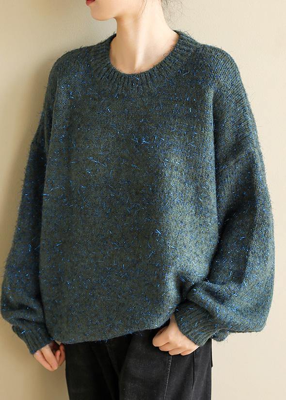 Chunky o neck army green sweaters trendy plus size wild knit blouse - SooLinen