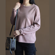 Chunky pink winter sweater Loose fitting knitted blouses vintage o neck top rabbit fur