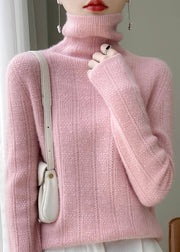 Classy Beige Turtleneck Thick Wool Knit Sweater Fall
