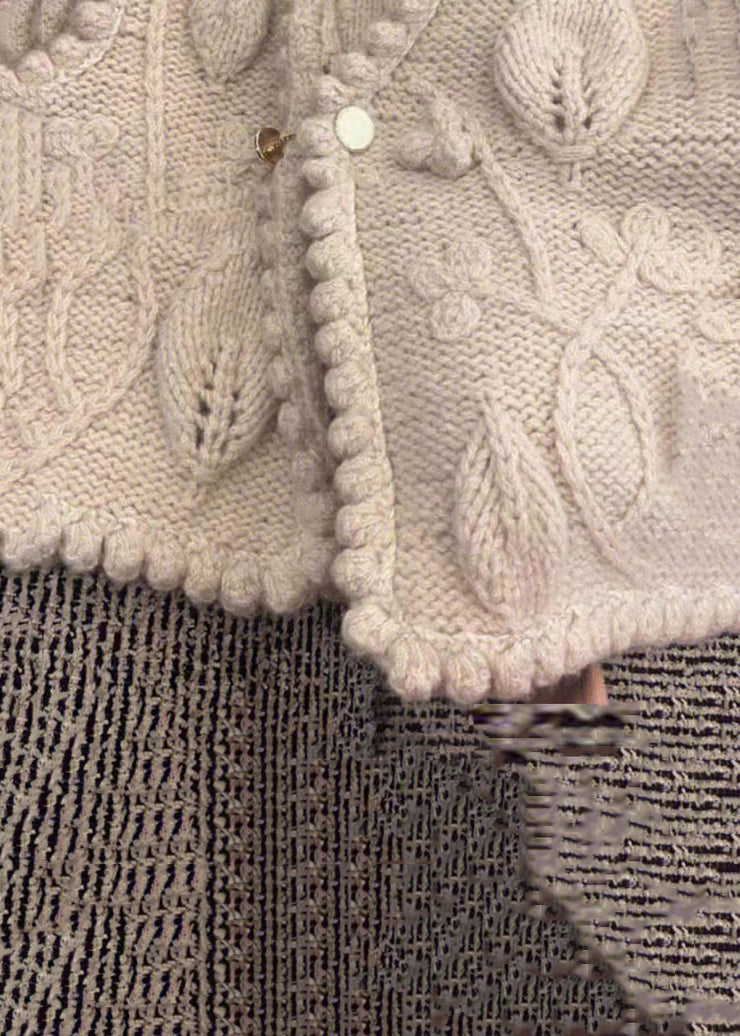 Classy Beige V Neck Button  Cotton Knit Waistcoat Sleeveless