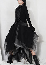 Classy Black Colorblock tulle asymmetrical design  Skirt Summer - SooLinen