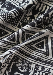 Classy Black Geometric A Line camisole Cotton Spaghetti Strap Dress - SooLinen