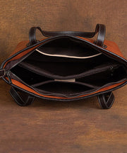 Elegante schwarze Jacquard-Kalbsleder-Satchel-Handtasche