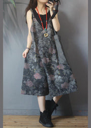 Classy Black Patchwork Print asymmetrical design Dresses Summer - SooLinen
