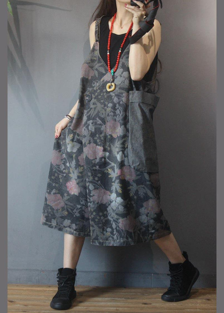 Classy Black Patchwork Print asymmetrical design Dresses Summer - SooLinen
