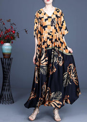 Classy Black Plaid Print Summer Silk Summer Dress - SooLinen