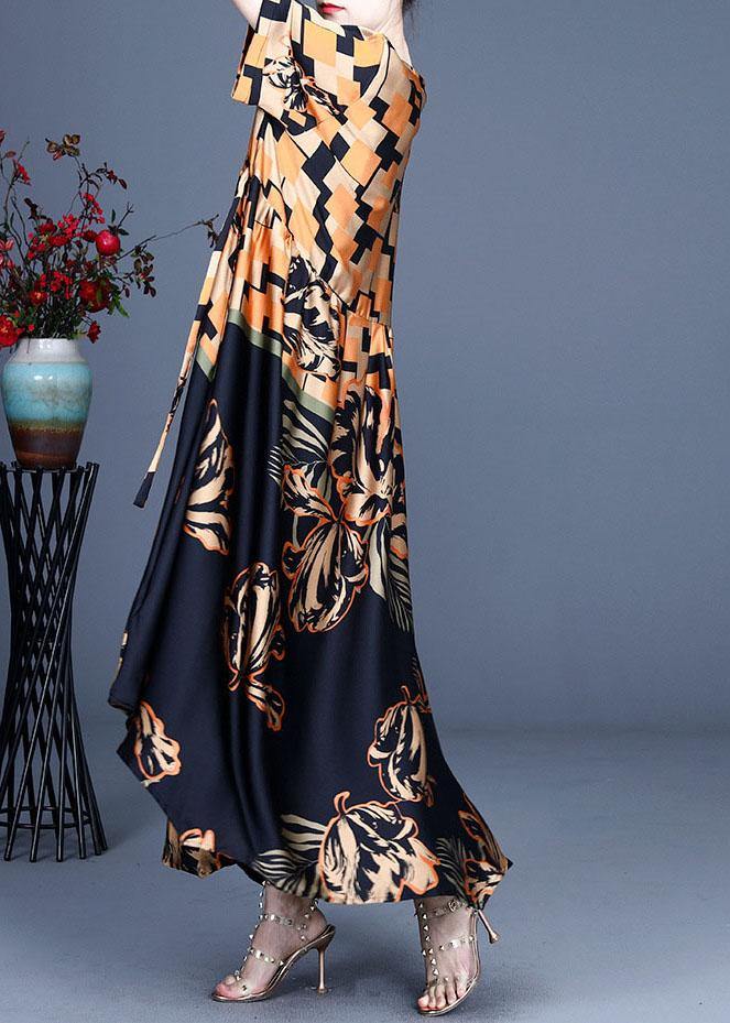 Classy Black Plaid Print Summer Silk Summer Dress - SooLinen
