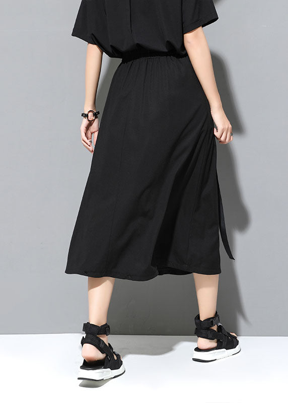 Classy Black Pockets Patchwork Casual Fall Skirt