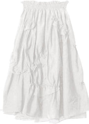 Classy Black Ruffles Cinched Patchwork Summer Cotton Skirt - SooLinen