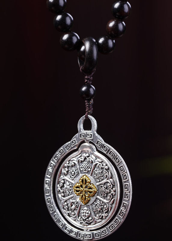 Classy Black Sandalwood Pendant Gratuated Bead Necklace