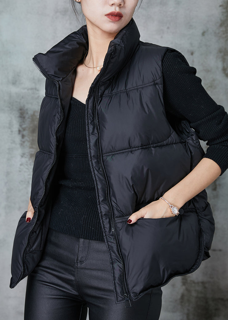 Classy Black Thick Pockets Duck Down Vests Winter