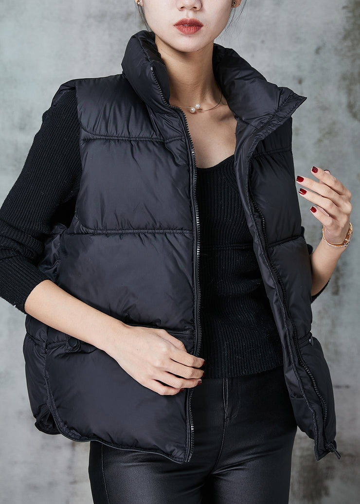 Classy Black Thick Pockets Duck Down Vests Winter