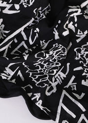 Klassisches schwarzes Baumwoll-Sweatshirt mit Reißverschluss und Kordelzug, Patchwork-Print, kurzärmlig