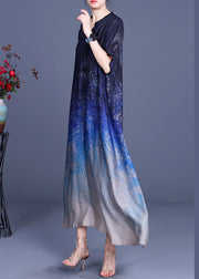 Nobles blaues Knopfdruck-Mode-Herbstkleid mit halben Ärmeln