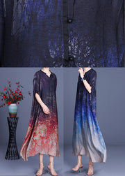 Nobles blaues Knopfdruck-Mode-Herbstkleid mit halben Ärmeln