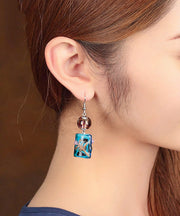 Classy Blue Coloured Glaze Drop Earrings