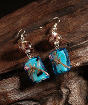 Classy Blue Coloured Glaze Drop Earrings