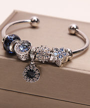 Classy Blue Metal Zircon Gem Stone Tassel Charm Bracelet