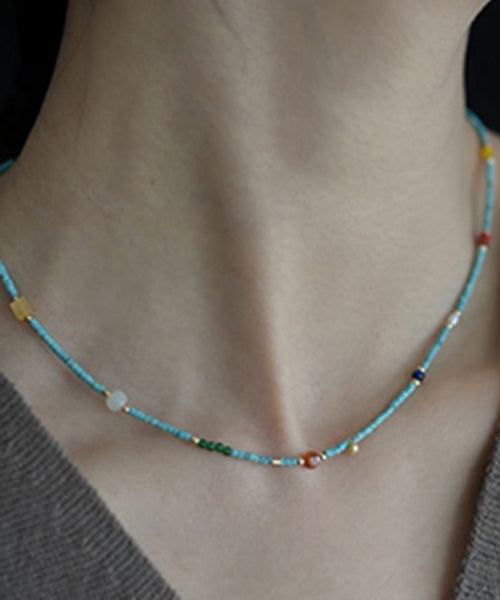 Classy Blue Patchwork Natural Turquoise Necklace