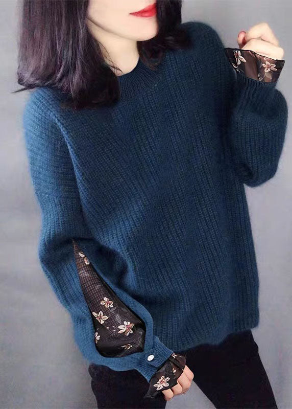Classy Blue fashion tulle Knit Sweater Tops Winter