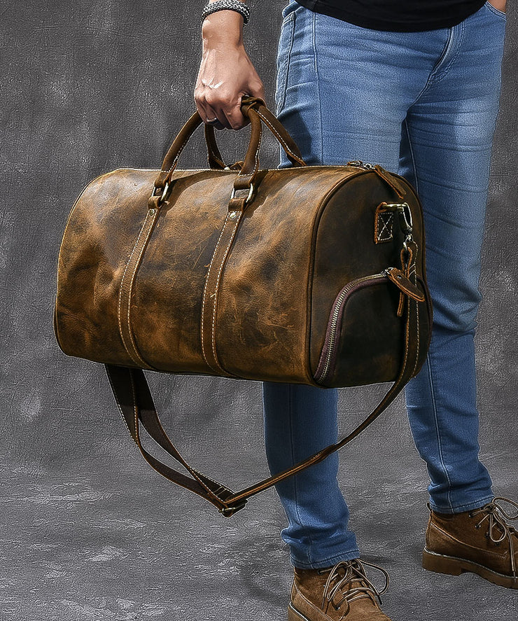 Elegante Reisetasche aus braunem Kalbsleder