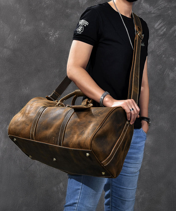Classy Brown Calf Leather Travelling Tote Handbag