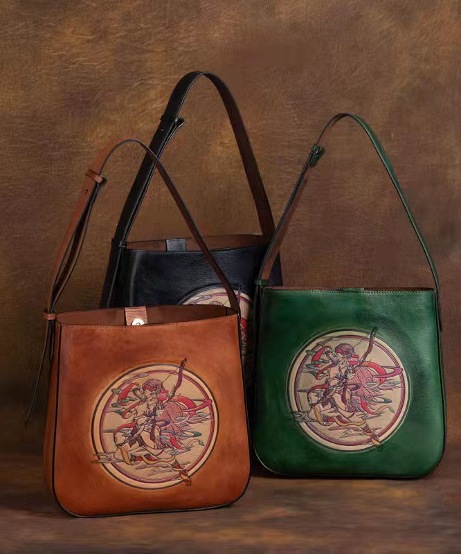 Elegante braune Paitings-Taschenhandtasche aus Kalbsleder mit großer Kapazität