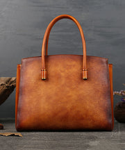 Elegante Handtasche aus Kalbsleder mit Paitings in Braun