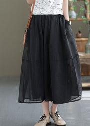 Classy Coffee Elastic Waist Patchwork Organza A Line Skirt Summer