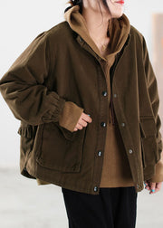 Classy Chocolate Ruffled Fine Cotton Filled Jackets Winter