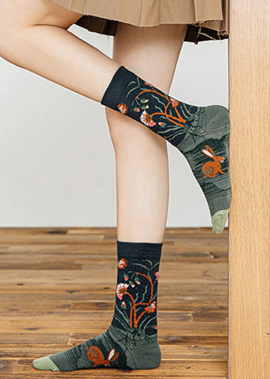 Klassische Jacquard-Crew-Socken aus Baumwolle mit modischem Muster