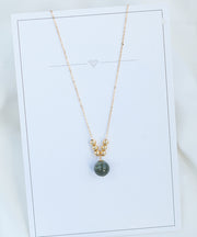 Classy Gold 14K Gold Crystal Pendant Necklace