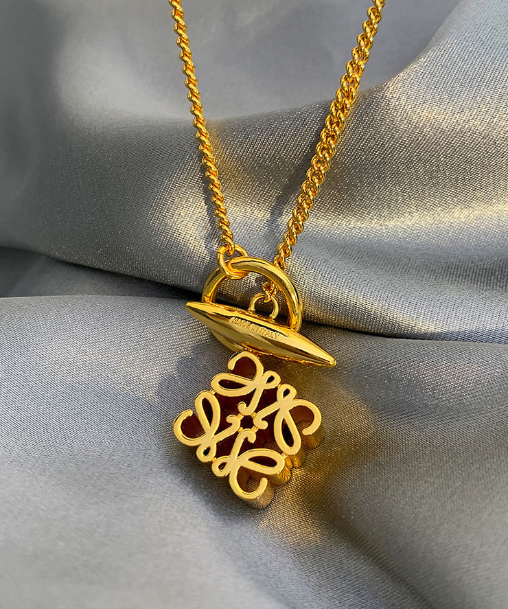Classy Gold Copper Overgild 24K Gold Pendant Necklace