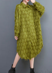 Classy Green Asymmetrical Patchwork Maxi Shirts Dresses Spring