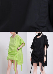 Classy Green Batwing Sleeve Ankle Summer Cotton Dress - SooLinen