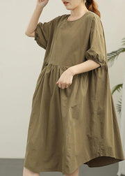 Classy Green Cotton Patchwork Summer Robe Dresses - SooLinen