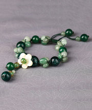 Classy Green Jade Green Agate Coloured Glaze Shell Flower Charm Bracelet