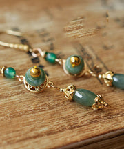 Classy Green Jadeite Jade Drop Earrings