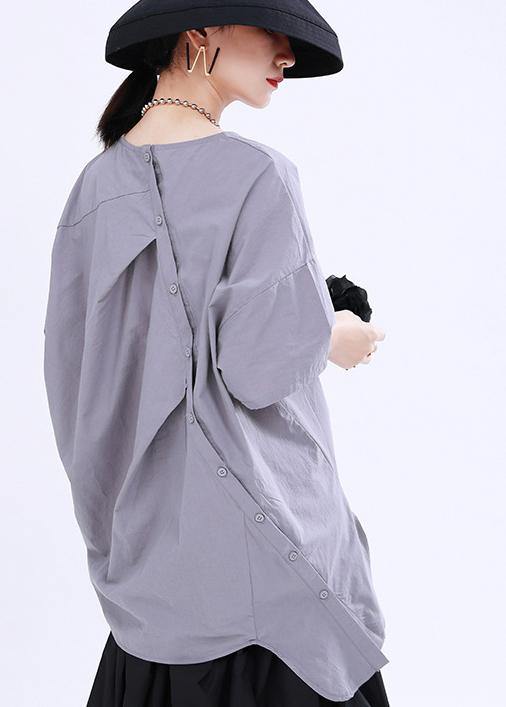 Classy Grey low high design Cotton T-Shirt Summer - SooLinen
